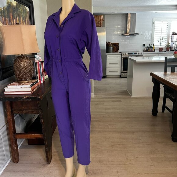 DEE of California Button Front Ankle Length Long Sleeve Purple Jumper - Picture 6 of 7